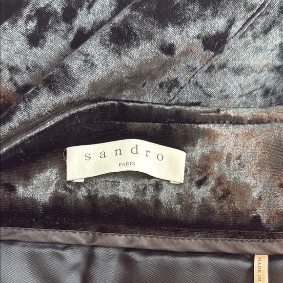 Sandro Velvet Black A-Line Mini Skirt Size 1 - Picture 3 of 6